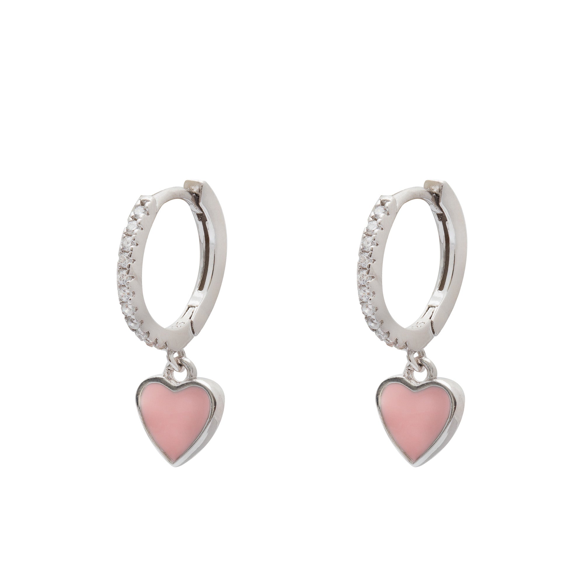 Duo Jewellery Earrings Pink Duo enamel heart earrings