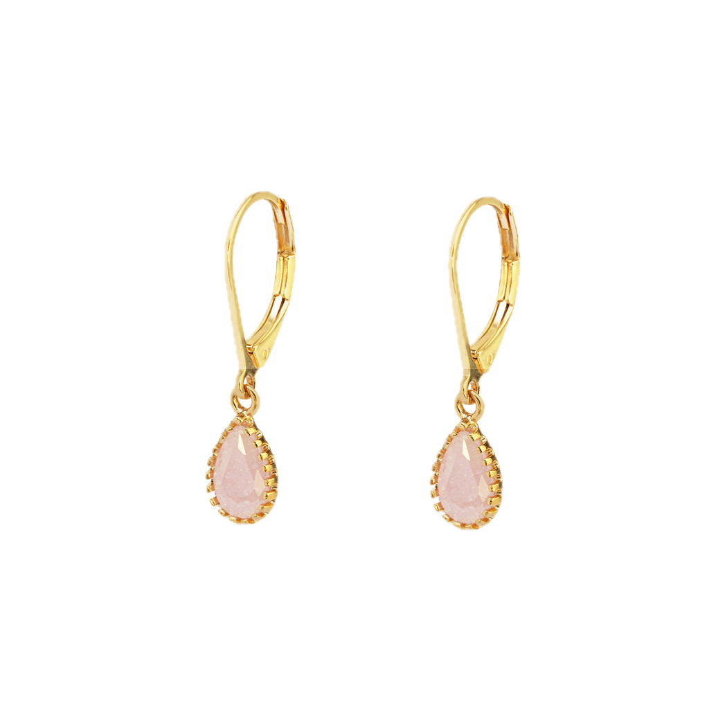 Duo Jewellery Earrings PINK / Gold Filled Duo Teardrop Stone Drop Earrings – Gold Filled