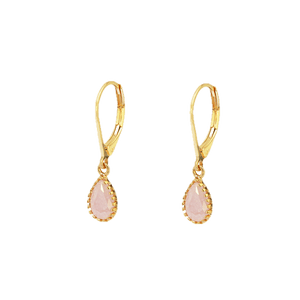 Duo Jewellery Earrings PINK / Gold Filled Duo Teardrop Stone Drop Earrings – Gold Filled
