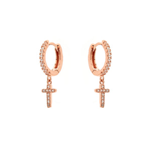 Duo Jewellery Earrings Rose Gold Duo Cross dazzle earrings