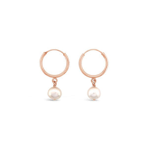 Duo Jewellery Earrings Rose Gold Duo Pearl hoop earrings