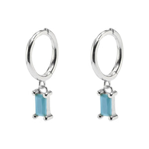 Duo Jewellery Earrings Silver / Aqua Duo Baguette Hoop Earrings