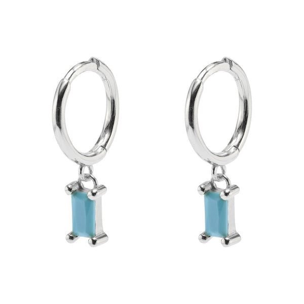 Baguette Stone On Hoop Earrings Duo Jewellery