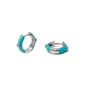 Duo Jewellery Earrings Silver / Blue Duo Mini enamel huggie earrings