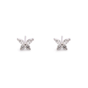 Duo Jewellery Earrings Silver / Clear Duo Butterfly Stud Earrings