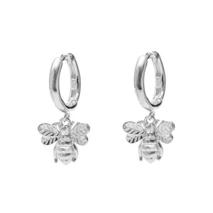 Duo Jewellery Earrings Silver Duo Bee charm huggie earrings