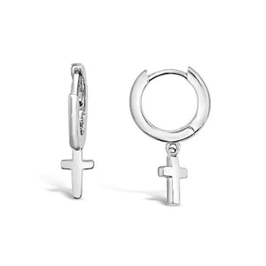 Duo Jewellery Earrings Silver Duo Cross Huggie Earrings