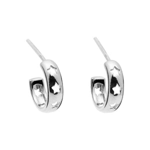 Duo Jewellery Earrings Silver Duo Cutout Stars Hoop Earrings