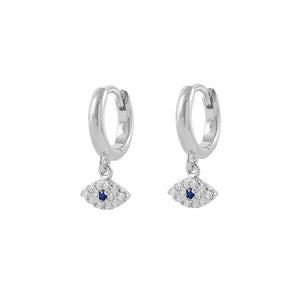 Duo Jewellery Earrings Silver Duo evil eye hoop earrings