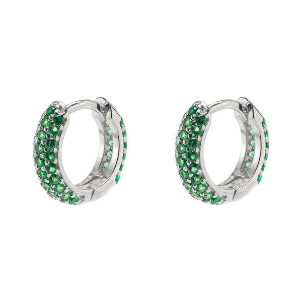Duo Green Stone Hoop Earrings