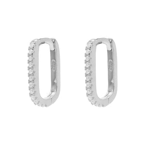 Duo Jewellery Earrings Silver Duo half cz rectangle earrings