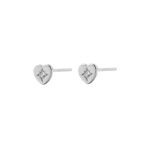 Duo Jewellery Earrings Silver Duo heart stud earrings