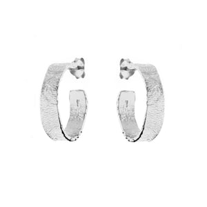 Duo Jewellery Earrings Silver Duo Matt Gold organic Hoop Earrings