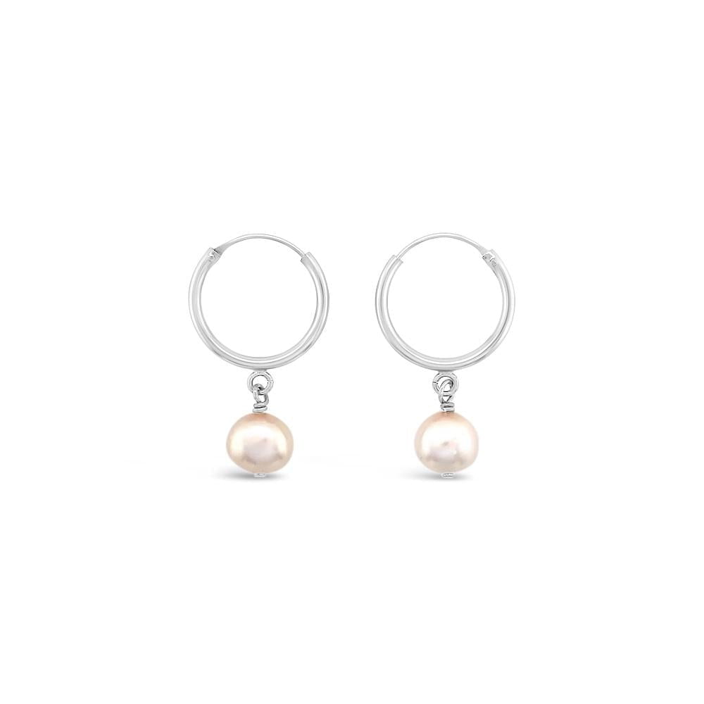 Duo Jewellery Earrings Yellow Gold Duo Pearl hoop earrings