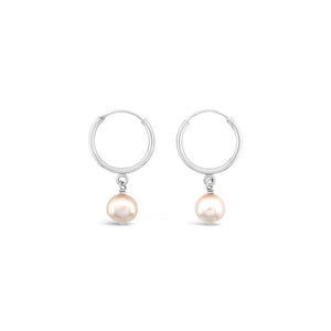 Duo Jewellery Earrings Silver Duo Pearl hoop earrings