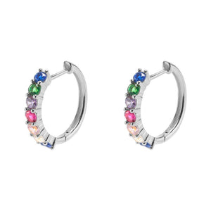 Duo Jewellery Earrings Silver Duo Rainbow Hoop Earrings