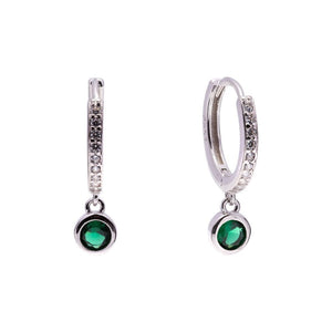 Duo Jewellery Earrings Silver Duo Round Stone Hoop Earrings