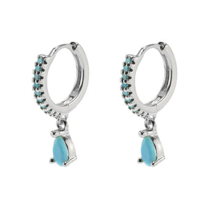 Duo Jewellery Earrings Silver Duo Tear Drop Aqua Hoops