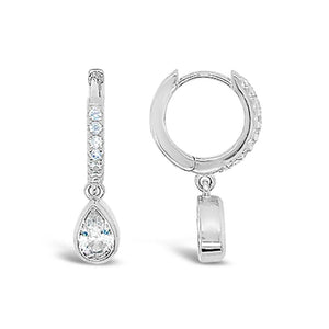 Duo Jewellery Earrings Silver DUO TEAR DROP HUGGIE EARRINGS