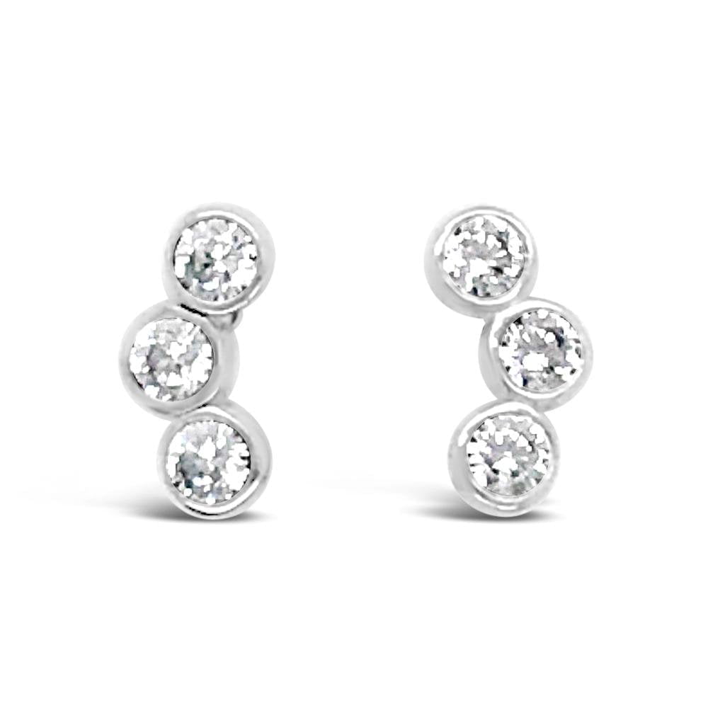 Duo Jewellery Earrings Silver Duo Three Stone Stud Earrings