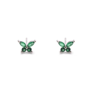 Duo Jewellery Earrings Silver / Green Duo Butterfly Stud Earrings