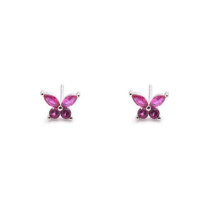 Duo Jewellery Earrings Silver / Pink Duo Butterfly Stud Earrings