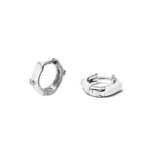 Duo Jewellery Earrings Silver / White Duo Mini enamel huggie earrings