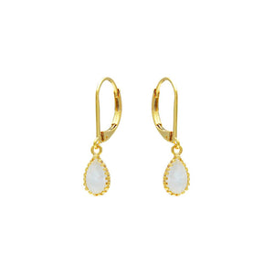 Duo Jewellery Earrings WHITE / Gold Filled Duo Teardrop Stone Earring