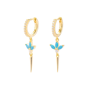 Duo Jewellery Earrings Yellow Gold / Aqua Cleopatra Drop Earrings