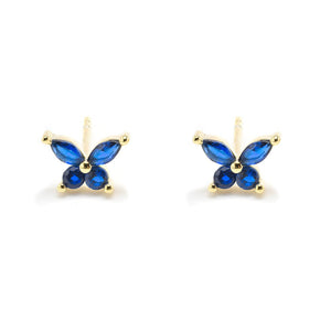 Duo Jewellery Earrings Yellow Gold / Blue Duo Butterfly Stud Earrings