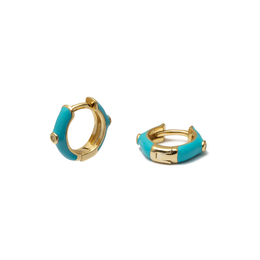 Enamel huggie earrings deals