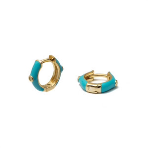 Duo Jewellery Earrings Yellow Gold / Blue Duo Mini enamel huggie earrings