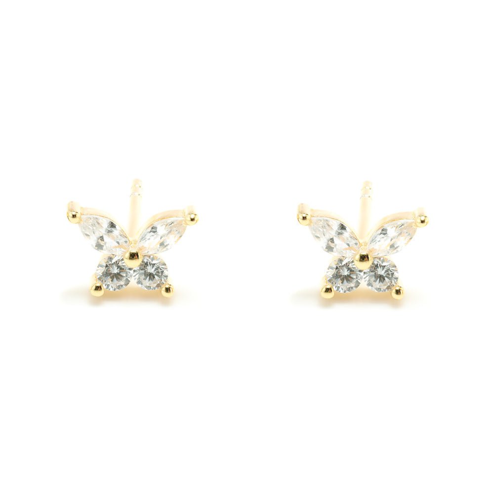 Duo Jewellery Earrings Yellow Gold / Blue Duo Butterfly Stud Earrings