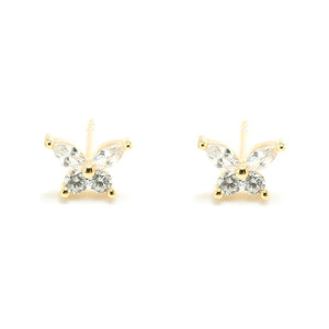 Duo Jewellery Earrings Yellow Gold / Clear Duo Butterfly Stud Earrings