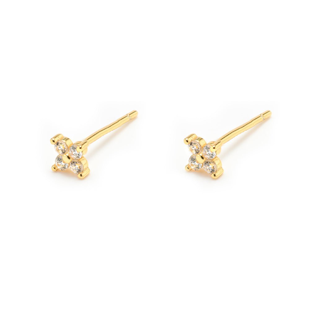 Duo Jewellery Earrings Yellow Gold / Green Duo Four Stone Stud Earrings