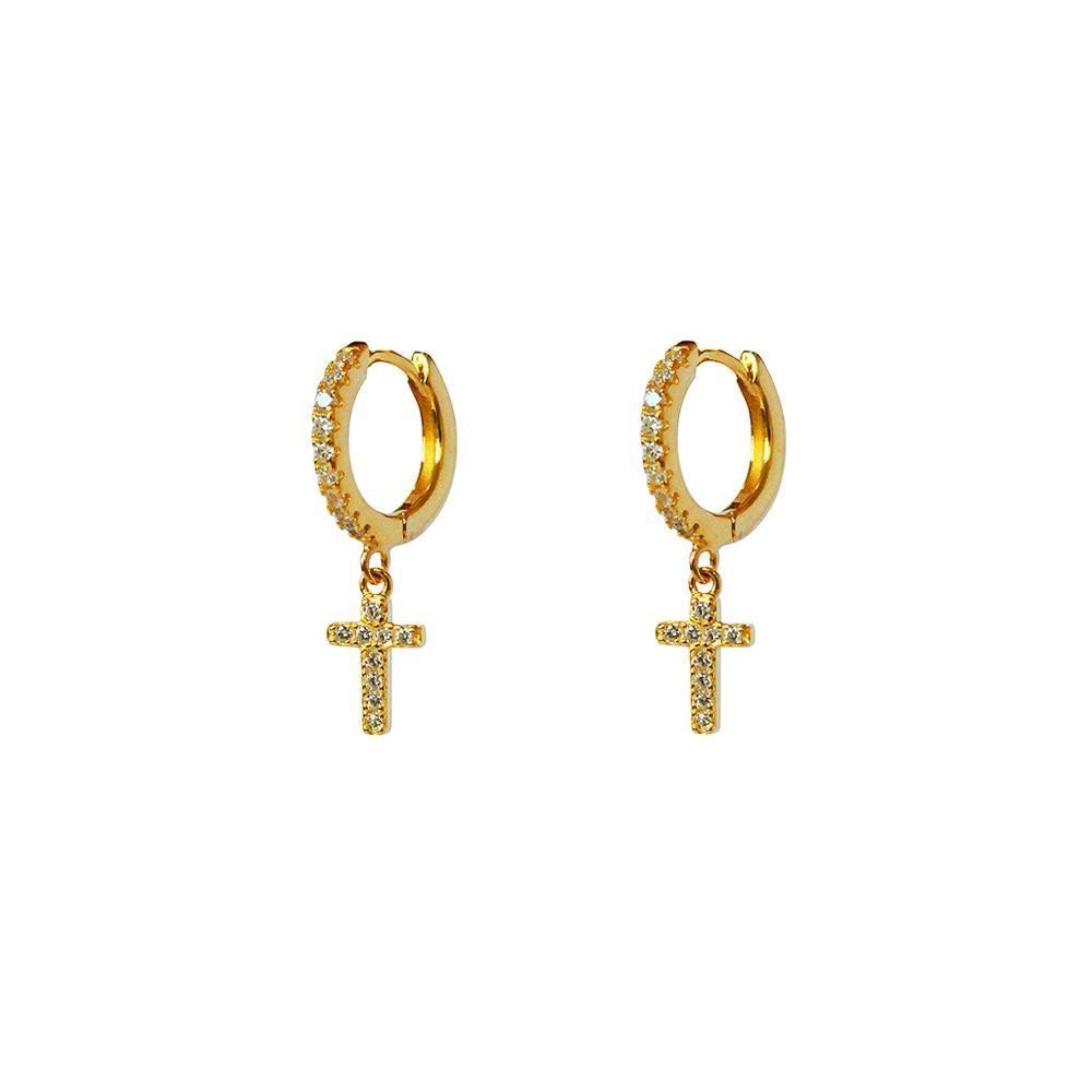 Duo Jewellery Earrings Yellow Gold Duo Cross dazzle earrings