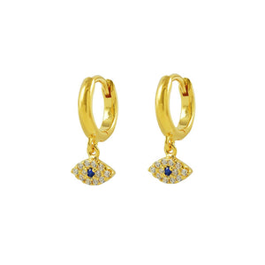 Duo Jewellery Earrings Yellow Gold Duo evil eye hoop earrings