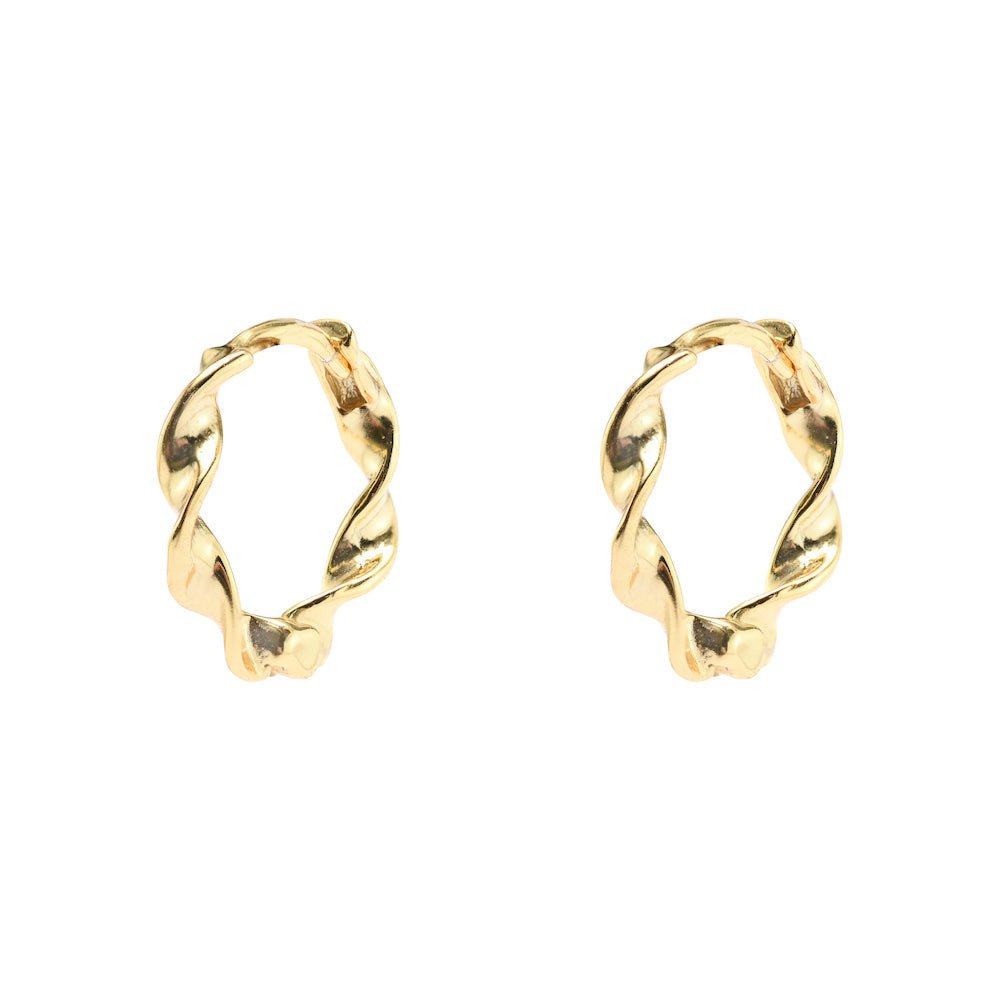 Duo Jewellery Earrings Yellow Gold Duo Grace Twisted Hoop Earrings