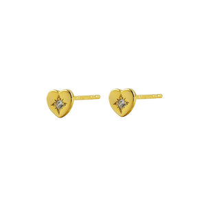 Duo Jewellery Earrings Yellow Gold Duo heart stud earrings