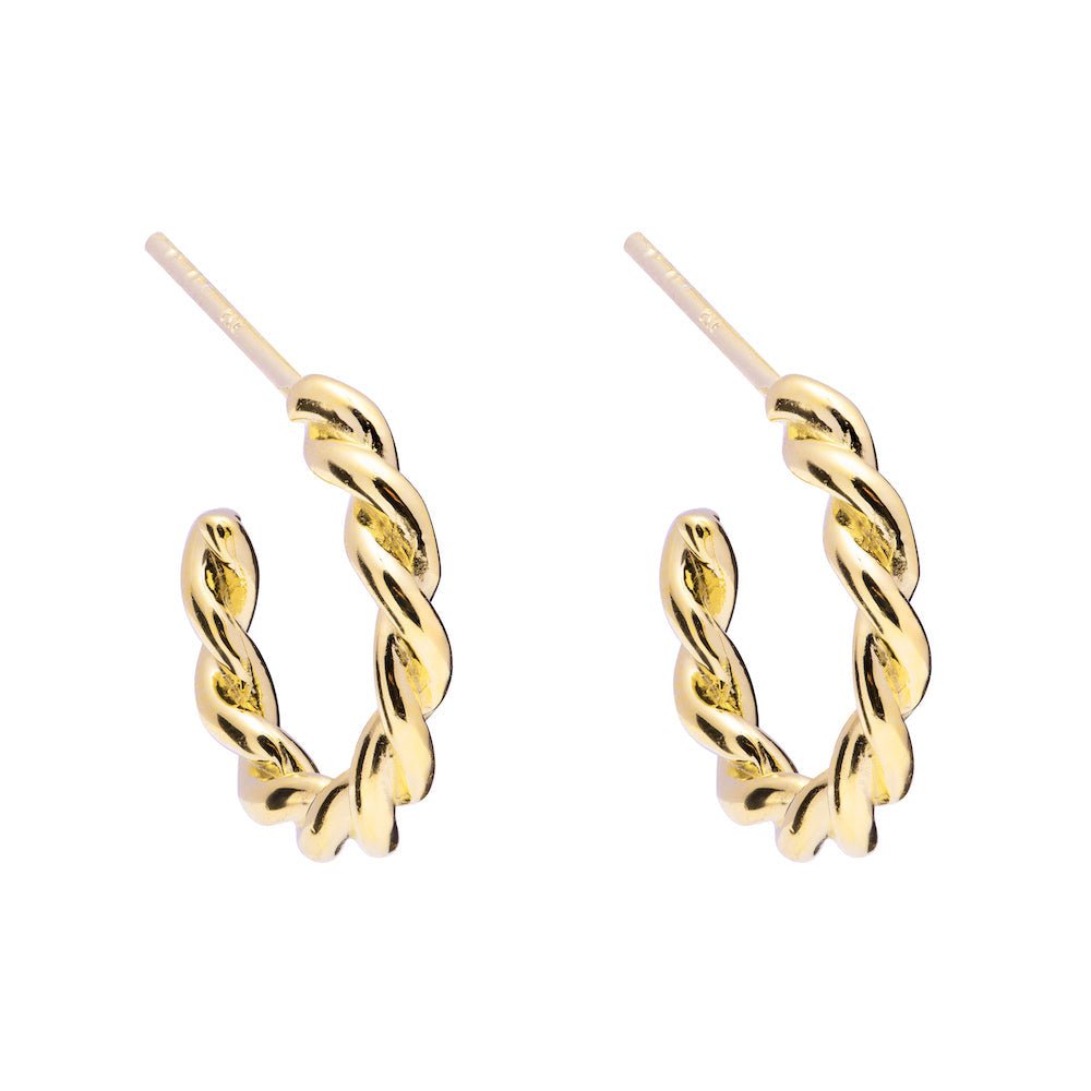 Duo Jewellery Earrings Yellow Gold Duo Interwine Hoop Earrings