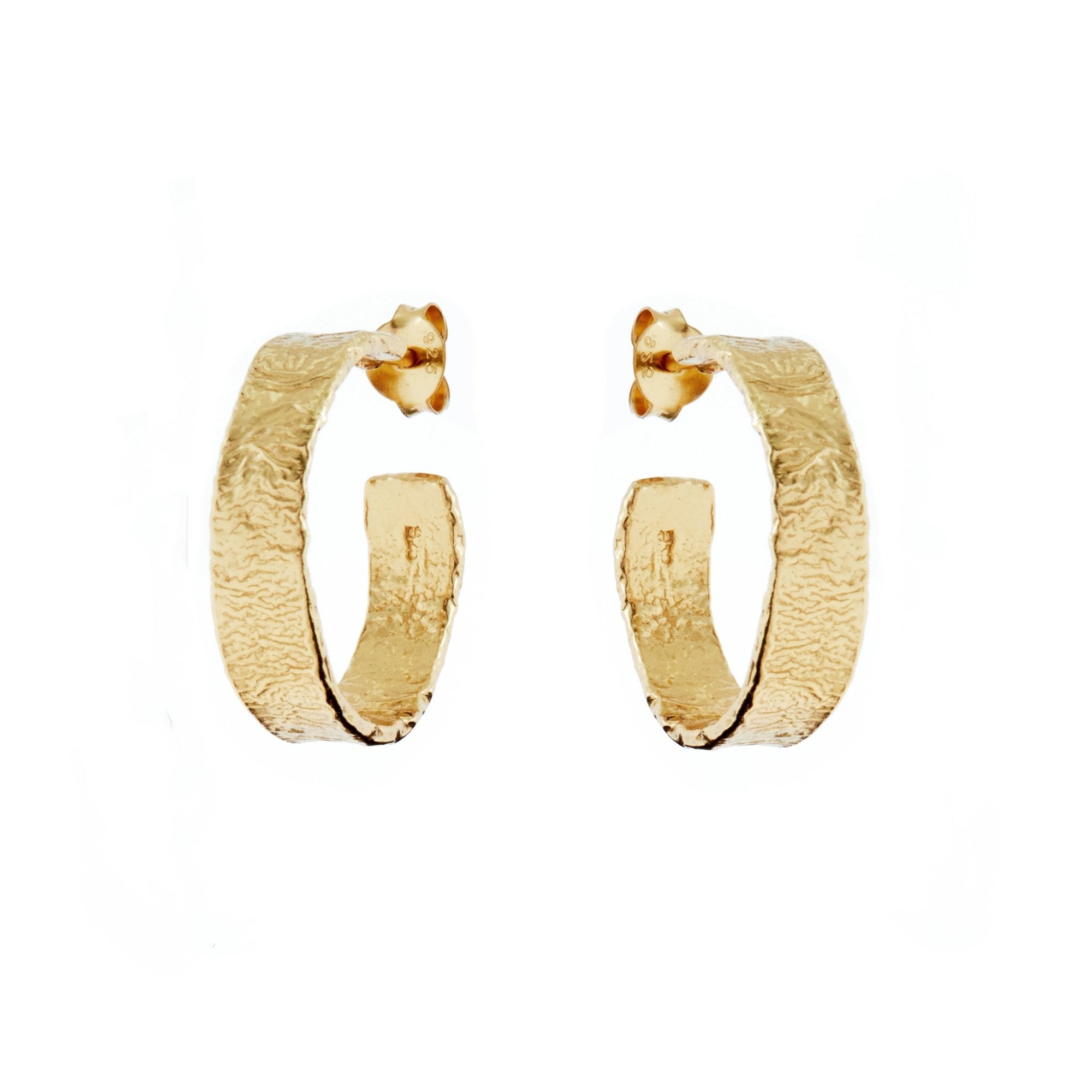 Duo Jewellery Earrings Yellow Gold Duo Matt Gold organic Hoop Earrings