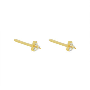 Duo Jewellery Earrings Yellow Gold Duo mini three stone stud earrings