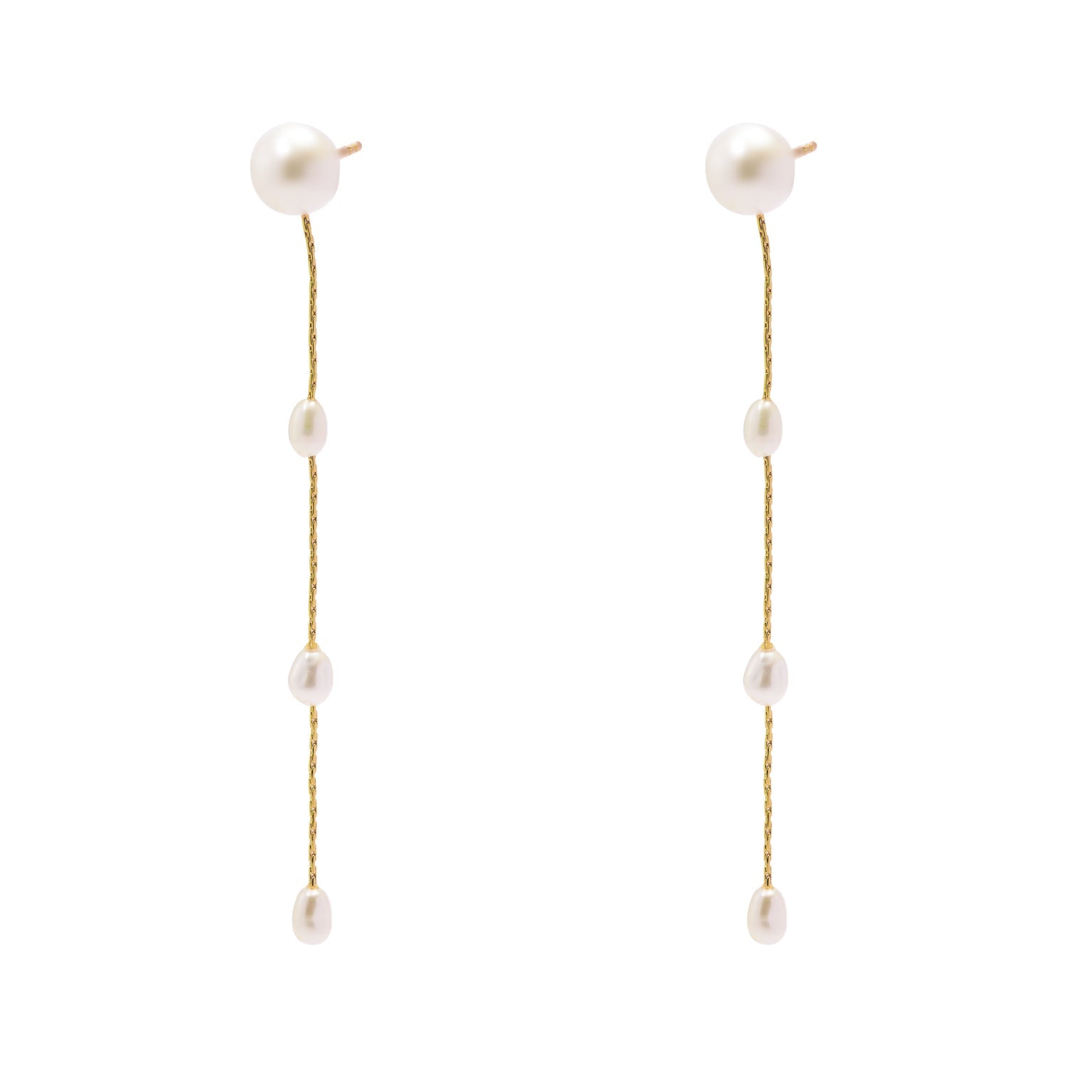 Duo Jewellery Earrings Yellow Gold Duo Multi Pearl Drop Earrings