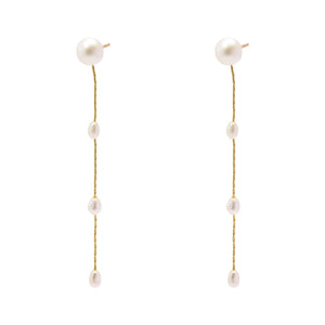 Duo Jewellery Earrings Yellow Gold Duo Multi Pearl Drop Earrings