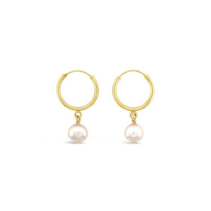 Duo Jewellery Earrings Yellow Gold Duo Pearl hoop earrings