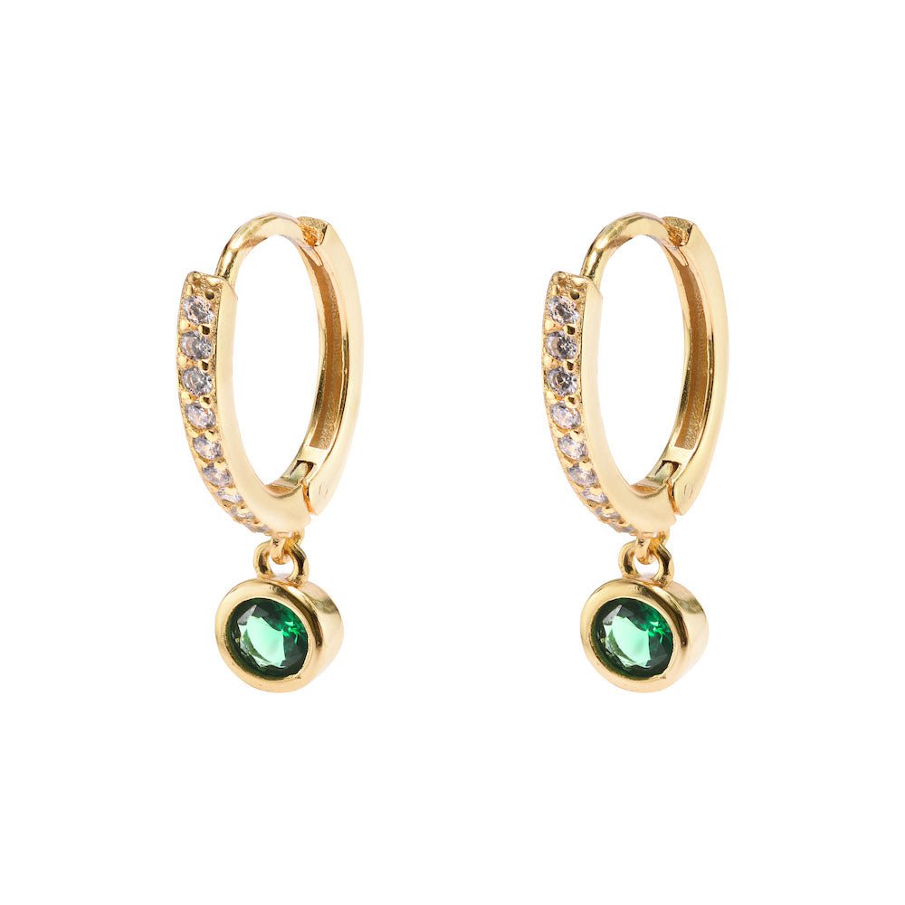 Duo Jewellery Earrings Yellow Gold Duo Round Stone Hoop Earrings