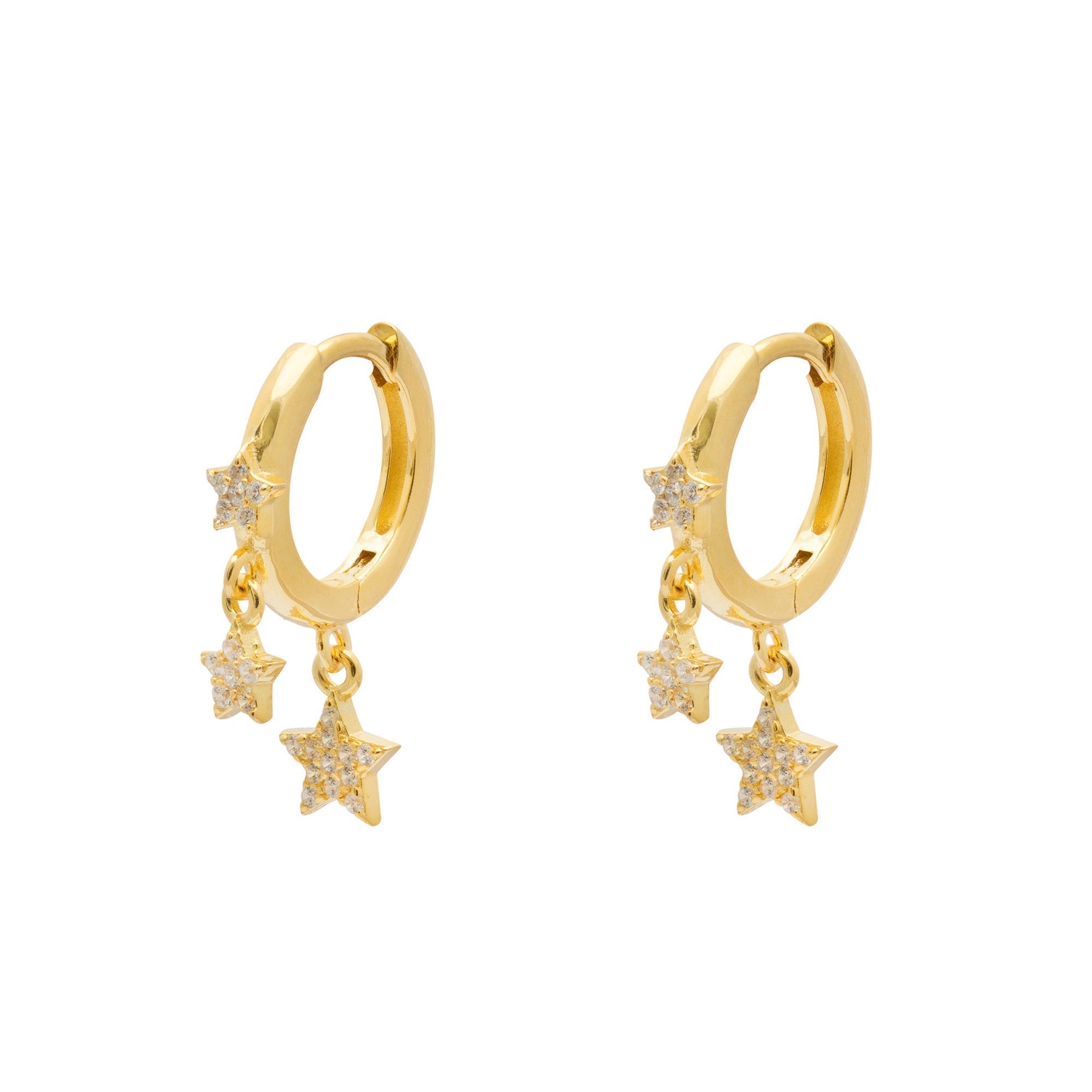 Duo Jewellery Earrings Yellow Gold Duo stars huggie earrings