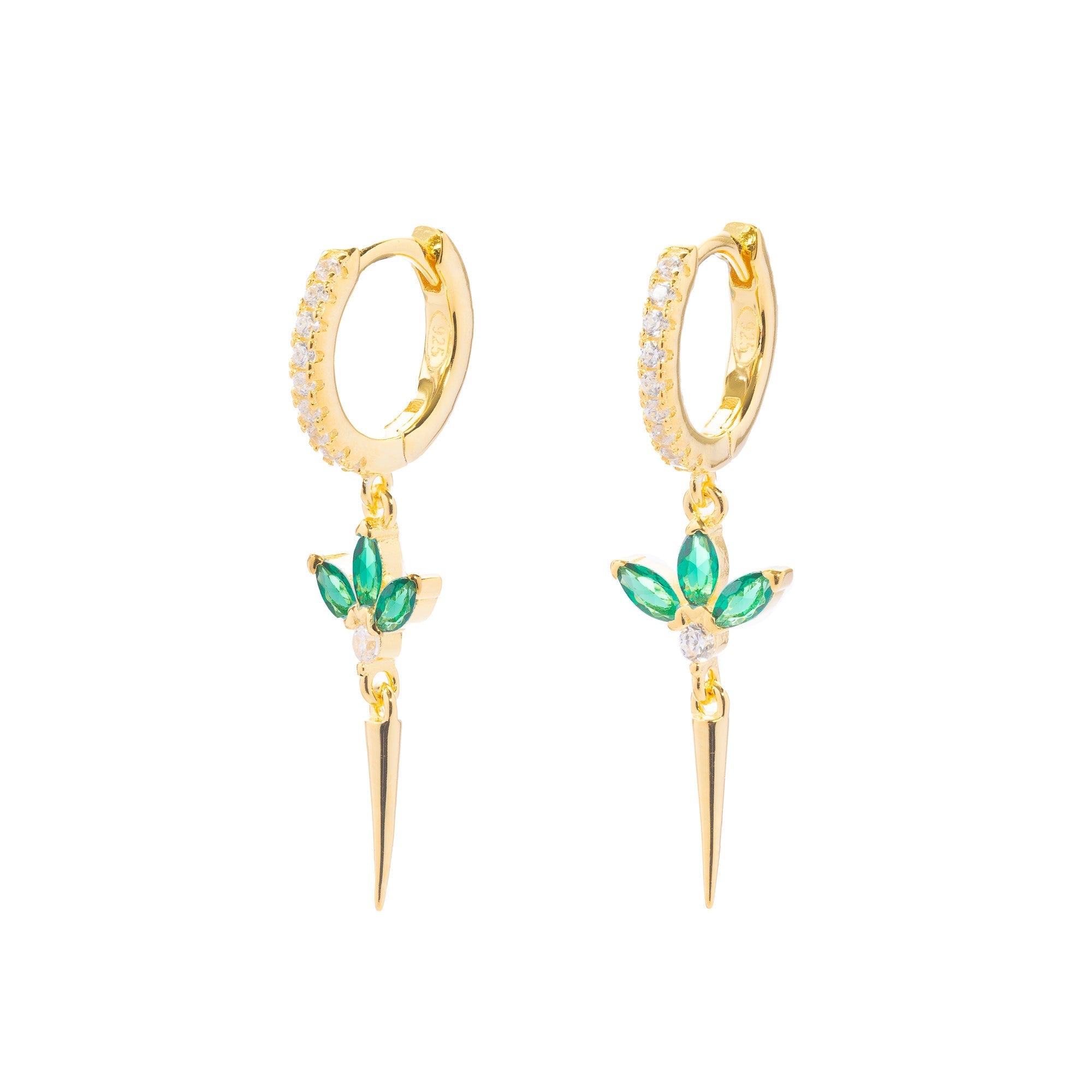 Duo Jewellery Earrings Yellow Gold / Green Cleopatra Drop Earrings