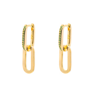 Duo Jewellery Earrings Yellow Gold / Green Gold Link With Stone Earrings