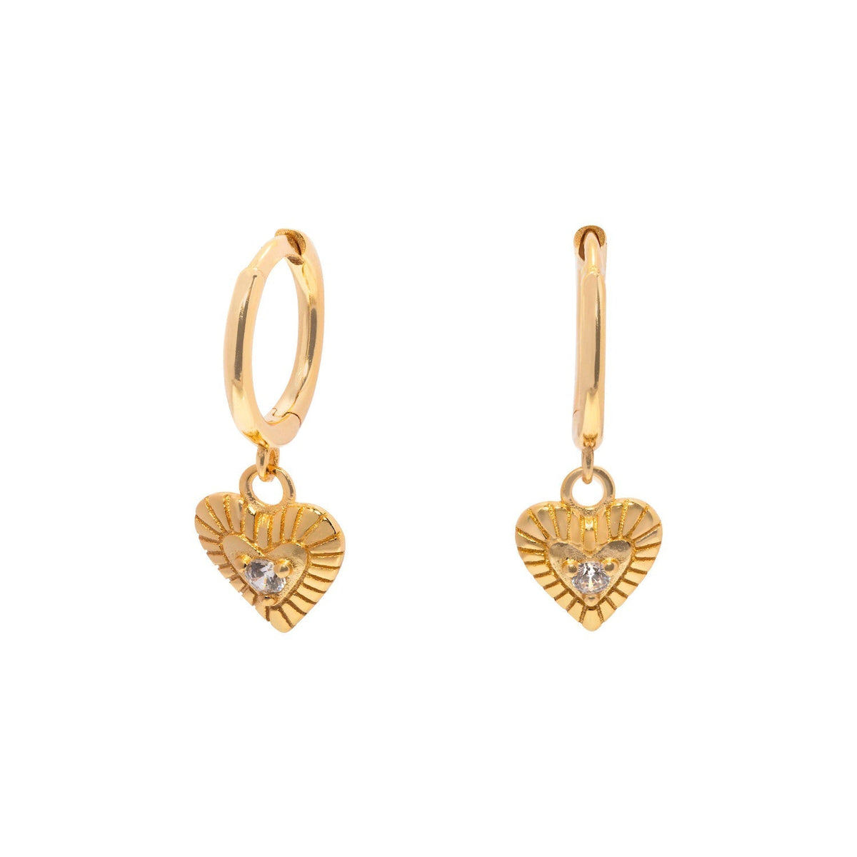 Duo Jewellery Earrings Yellow Gold Love Heart Drop Earrings